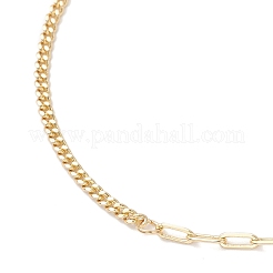 Brass Curb Chain & Paperclip Chain Anklets with 201 Stainless Steel End Chain Heart Charms&nbsp;AJEW-AN00762
