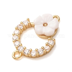 Brass Micro Pave Clear Cubic Zirconia Connector Charms&nbsp;CU-CBAA2D6-03G