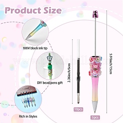 5Pcs 5 Colors Plastic Beadable Pen&nbsp;AJEW-SZ0002-87