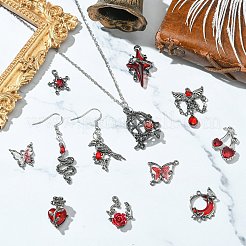12Pcs 12 Styles Gothic Alloy Rhinestone Pendants&nbsp;FIND-CJ0004-81