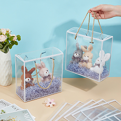 Transparent Foldable PET Flower Storage Boxes with Rope Handle&nbsp;CON-WH0001-38