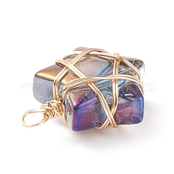 Wire Wrapped Electroplate Glass Charms&nbsp;PALLOY-JF01649-01