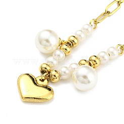 PVD Vacuum Plating 304 Stainless Steel Heart Charm Bracelet&nbsp;BJEW-Z016-06G