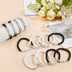 16Pcs 4 Style Acrylic & Handmade Polymer Clay Bead Bracelets&nbsp;BJEW-MA00002