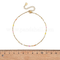 304 Stainless Steel Enamel Dapped Chain and Satellite Chain Anklets for Women&nbsp;AJEW-AN00808