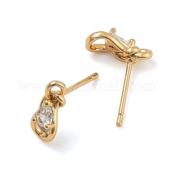 SHEGRACE Teardrop Brass Micro Pave Clear Cubic Zirconia Stud Earrings&nbsp;XGRQ4N543-701G