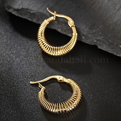 Elegant Threaded Circle 201 Stainless Steel Hoop Earrings&nbsp;RR8949