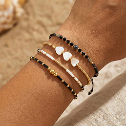 4Pcs 4 Styles Glass Seed Bead Stretch Bracelet Set&nbsp;FG0392-2