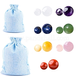 7Pcs Natural Chakra Round Stone Set Natural Quartz Crystal Red Jasper Rose Quartz Citrine Green Aventurine Lapis Lazuli Amethyst&nbsp;PW-WGA0B4B-01