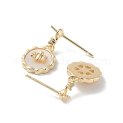 Bee Brass Micro Pave Cubic Zirconia Stud Earring Findings&nbsp;KK-E107-15G-02