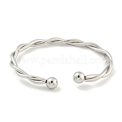 Non-Tarnish Twisted 304 Stainless Steel Cuff Bangles for Women&nbsp;BJEW-P331-08P