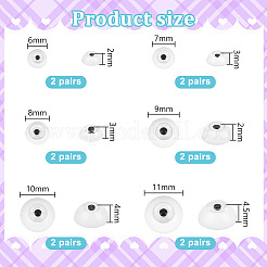 12 Pairs 6 Styles Half Round Acrylic Craft Eyes for Doll Making&nbsp;DIY-OC0013-18