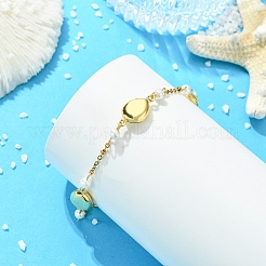 304 Stainless Steel & Round Shell Pearl Beads Link Bracelets&nbsp;BJEW-JB13977-02