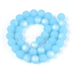 Frosted Imitation Jade Glass Beads Strands&nbsp;GLAA-T032-J10mm-MBB04