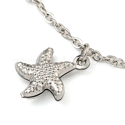 Non-Tarnish Summer Beach 304 Stainless Steel Cable Chains Starfish Charm Bracelets&nbsp;BJEW-P334-08P