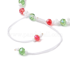 Christmas Handmade Glass Seed & Glass Braided Bead Bracelet&nbsp;BJEW-MZ00249-02