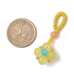 Baking Paint Imitation Jade Glass Woven Clover Pendant Decorations&nbsp;HJEW-JM03148-01