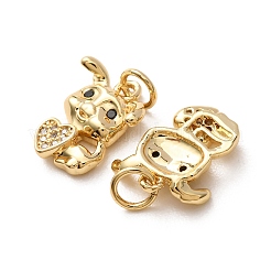 Brass Micro Pave Black Cubic Zirconia Charms&nbsp;CU-H002-06B-G