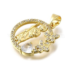 Brass Micro Pave Cubic Zirconia Pendants&nbsp;KK-Q066-33G