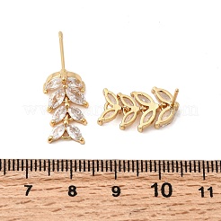 Brass Micro Pave Clear Cubic Zirconia Stud Earring Findings&nbsp;KK-P340-62G