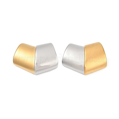 304 Stainless Steel Two Tone Square Stud Earrings&nbsp;EJEW-D306-06G