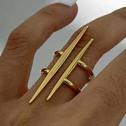 Parallel Line 304 Stainless Steel Open Cuff Rings for Women&nbsp;CS1853-1