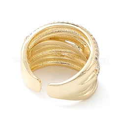 Clear Cubic Zirconia Flower Open Cuff Ring&nbsp;RJEW-C056-10G