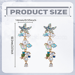 1 Pair Zinc Alloy Rhinestone Starfish Tassel Stud Earrings&nbsp;EJEW-LP0003-71