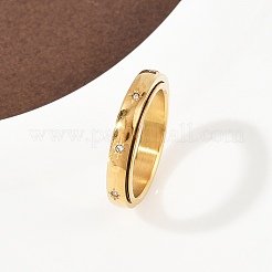 304 Stainless Steel Rhinestone Rotating Finger Rings&nbsp;LS-RJEW-A074-01C-G