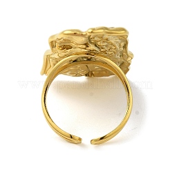 Ion Plating(IP) 304 Stainless Steel Textured Rectangle Open Cuff Ring for Women&nbsp;RJEW-C083-12G