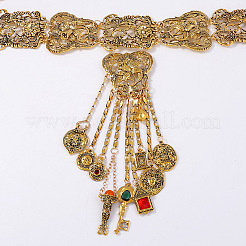 Bohemian Zinc Alloy Rhinestone Flower Key Coin Long Tassel Choker Necklaces for Women&nbsp;FS-WGCB918-02