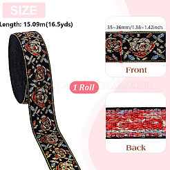 16.5Yards Ethnic Style Polyester Embroidery Flower Ribbon&nbsp;OCOR-GA0002-79