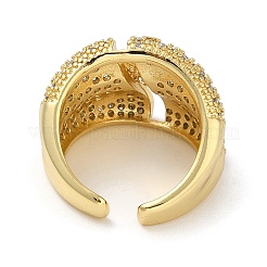 Rack Plating Brass Micro Pave Cubic Zirconia Cuff Finger Rings for Women&nbsp;RJEW-C114-20C-G