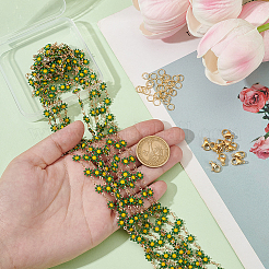 DIY Flower Brass Enamel Link Chains Bracelets/Necklaces Making Finding Kits&nbsp;DIY-AR0004-11