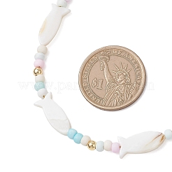 Summer Beach Natural White Shell and Glass Seed Beaded Necklaces&nbsp;NJEW-JN05855-02
