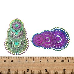 Ion Plating(IP) 304 Stainless Steel Etched Metal Embellishments Big Pendants&nbsp;STAS-G328-01RC