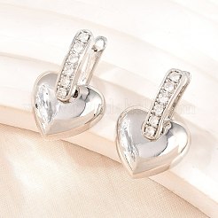 Brass Micro Pave Clear Cubic Zirconia Hoop Dangle Earrings&nbsp;EJEW-G471-30C-P