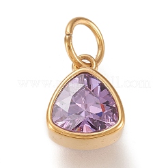PVD Vacuum Plating 304 Stainless Steel Cubic Zirconia Pendant&nbsp;ZIRC-P080-A
