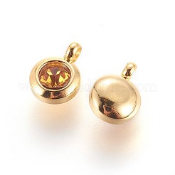 304 Stainless Steel Rhinestone Charms&nbsp;STAS-P237-10G-09