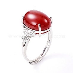 Adjustable Platinum Plated Brass Finger Rings&nbsp;RJEW-L096-09A