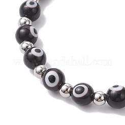 Handmade Lampwork Evil Eye Beaded Stretch Bracelets for Women&nbsp;BJEW-JB12290-02