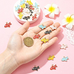 25Pcs 5 Colors Alloy Enamel Pendants&nbsp;ENAM-YW0006-78