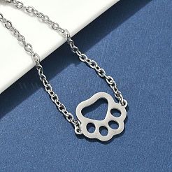304 Stainless Steel Paw Print Link Bracelets&nbsp;BJEW-F500-02P