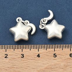 Fine Silver Chunky Star with Moon Charms&nbsp;STER-A050-11MS