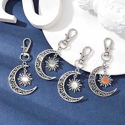 4Pcs Moon & Sun Alloy Pendant Decorations&nbsp;HJEW-JM01596