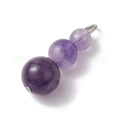 Natural Amethyst Round Beaded Pendants&nbsp;PALLOY-JF02867-10