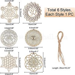 6 Sets 6 Styles Unfinished Wood Sacred Geometry Wall Art&nbsp;DIY-CA0003-68