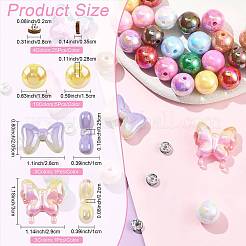 Round & Butterfly & Bowknot Acrylic & Brass Rhinestone Spacer Beads Findings Kits&nbsp;MACR-FS0002-46