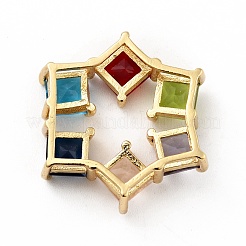 Rack Plating Brass Micro Pave Colorful Cubic Zirconia Slide Charms&nbsp;ZIRC-F129-51G