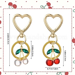 Cherry Alloy & Glass Pendant Decoration&nbsp;HJEW-SW00115-01
